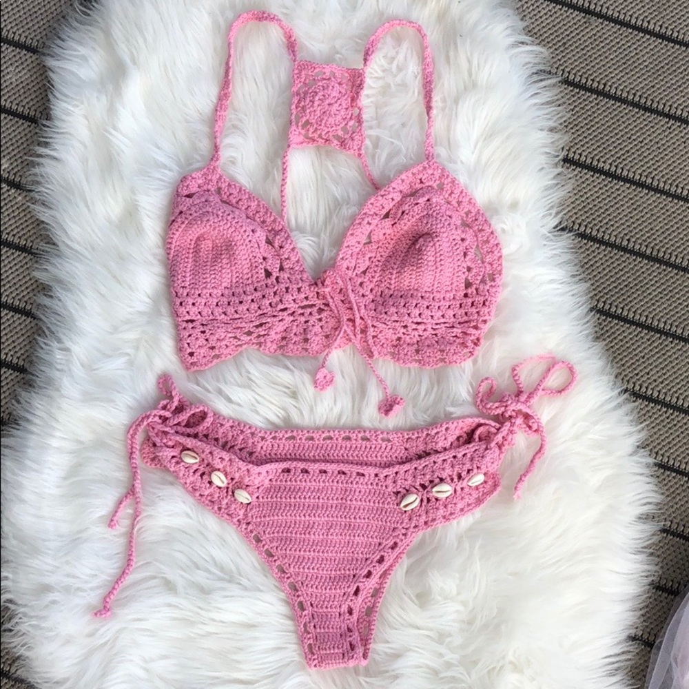 Pink handmade crotchet bikini